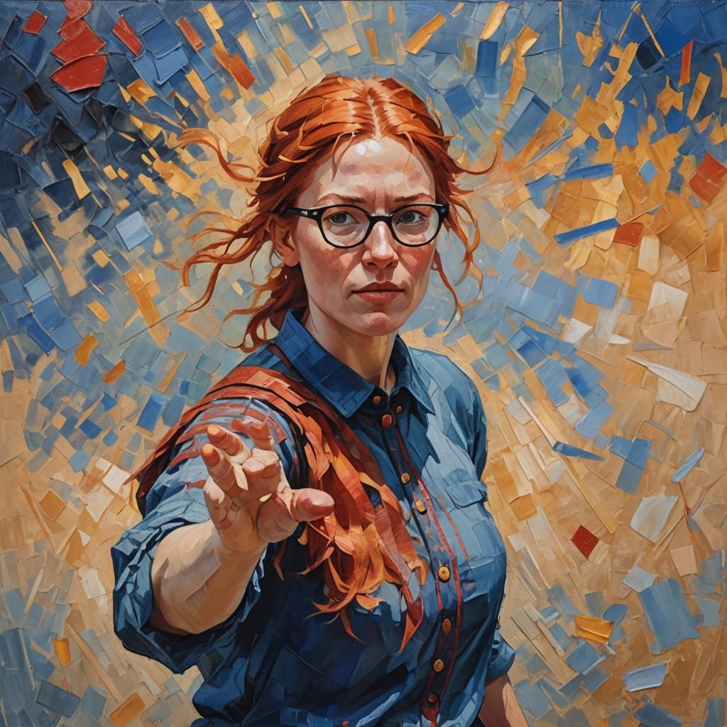 Impressionist Portrait of a Dancing Viking Girl