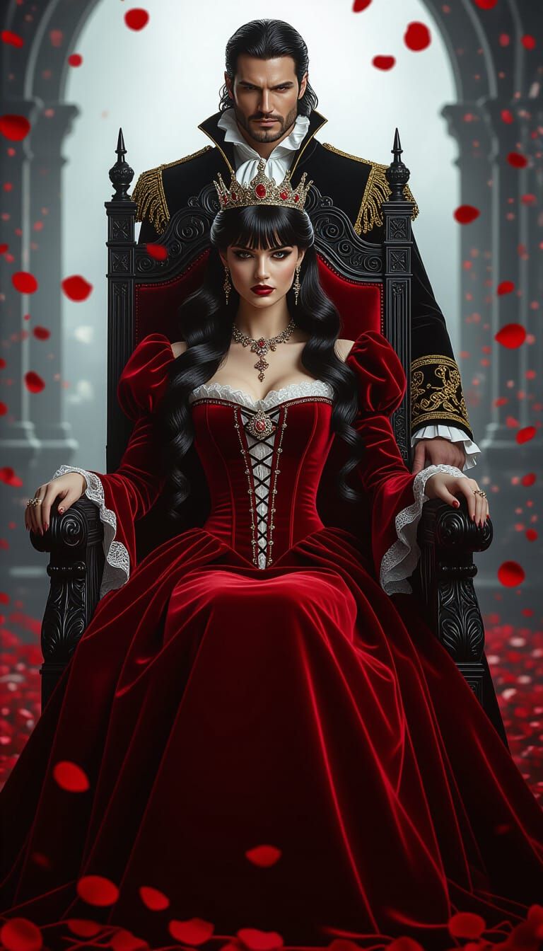 Gothic Queen on Throne in Cinematic Style