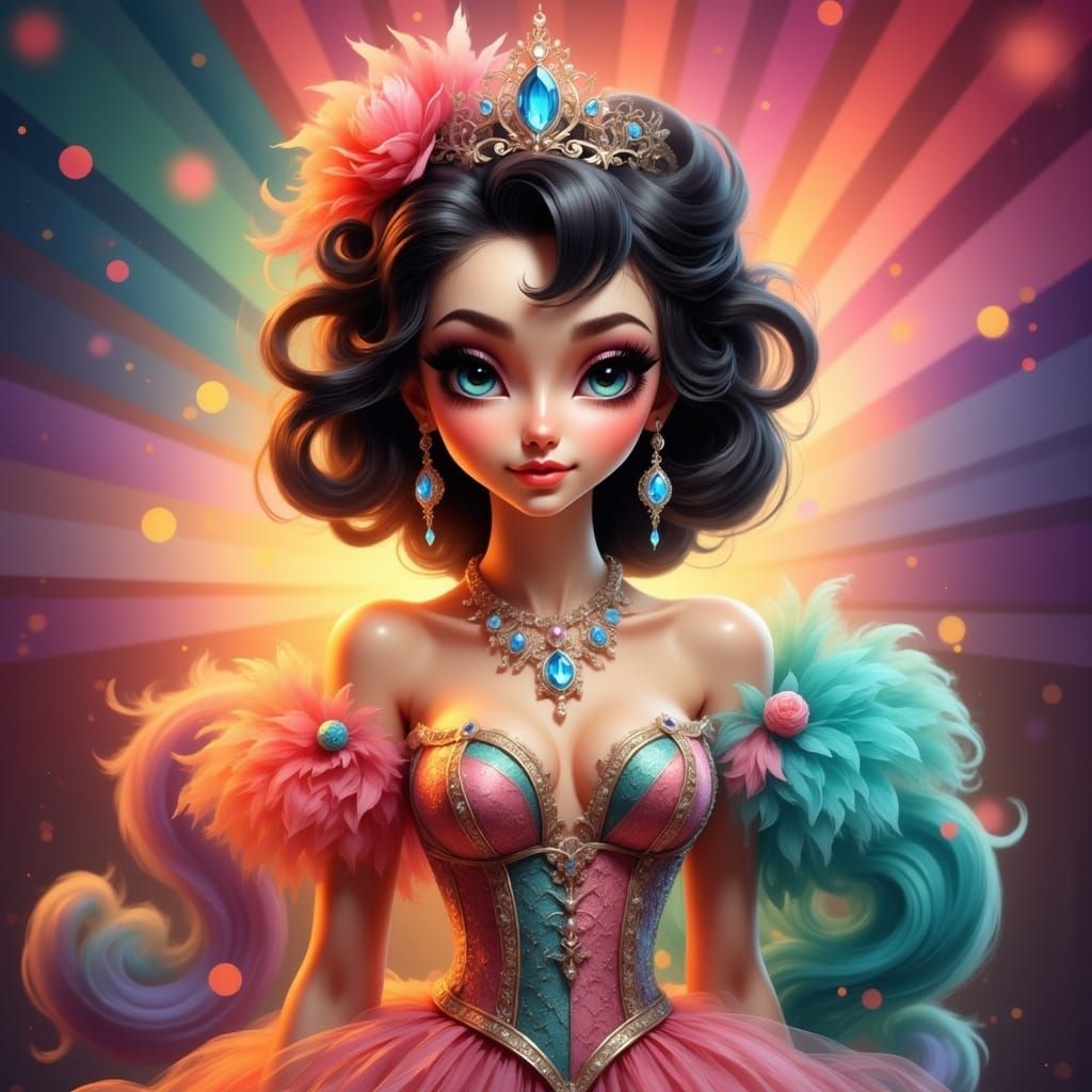 Glamorous Lady in Whimsical Gown