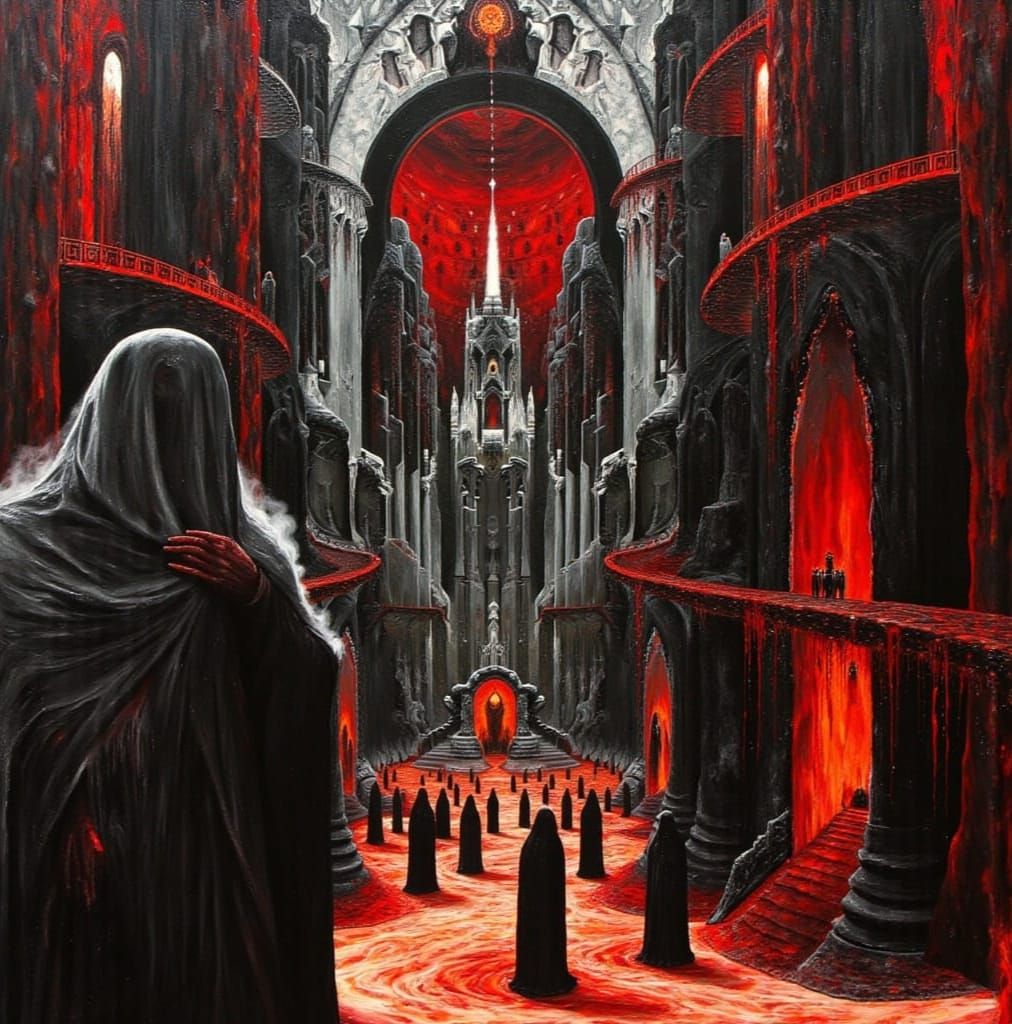 Hades' Realm: A Dark Surrealist Oil Painting