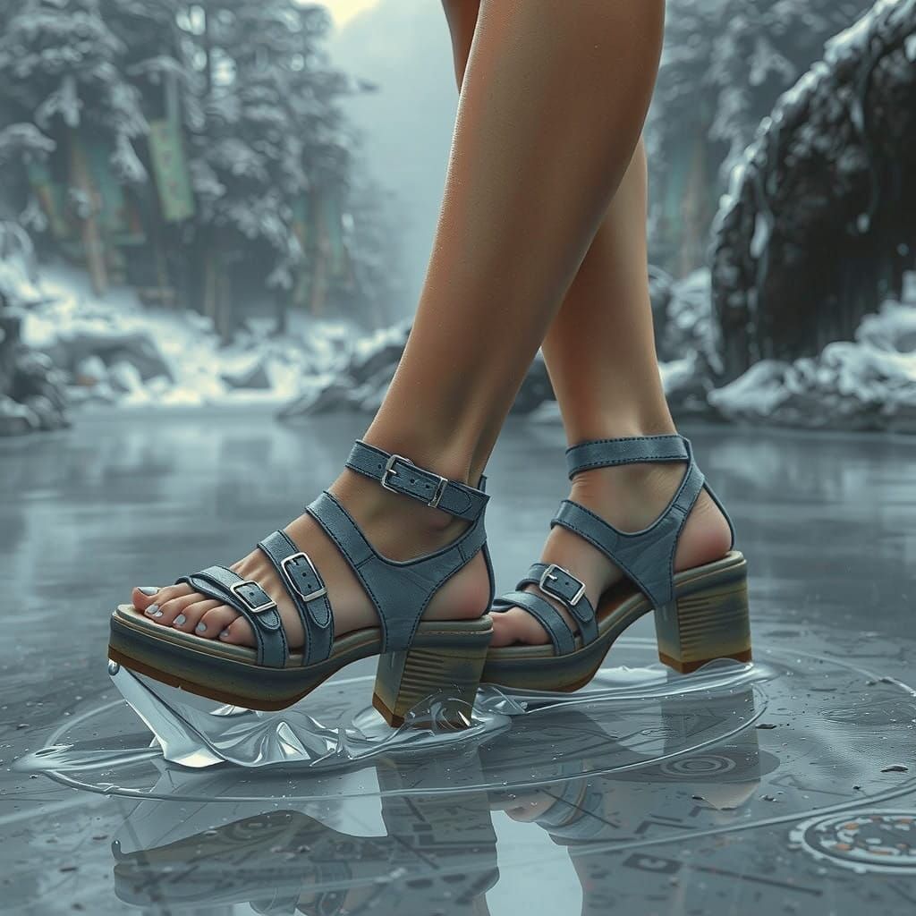 Woman's Feet in Hypnotic Glue Dilemma