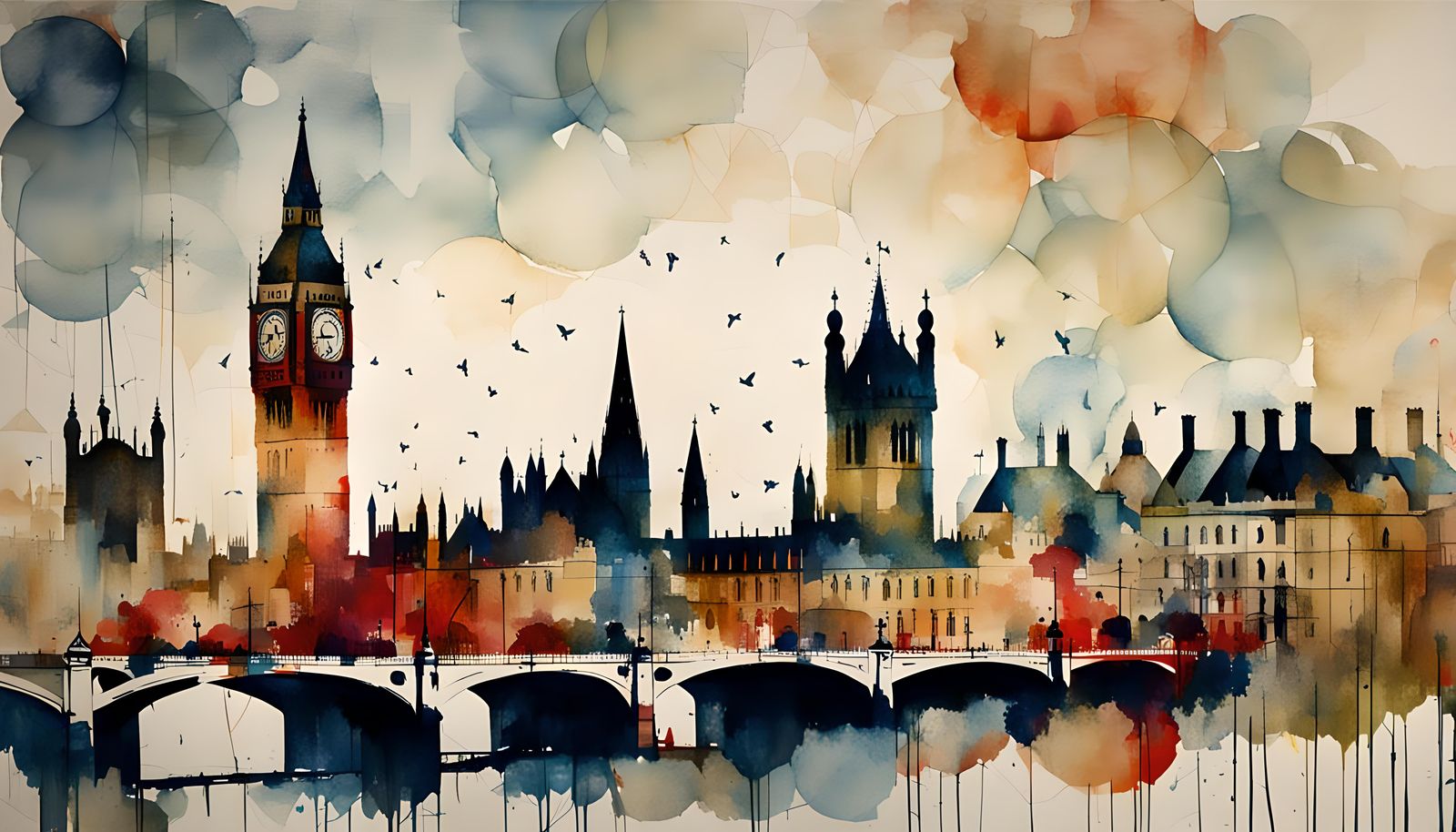 London Landscape in Graphic Novel Style