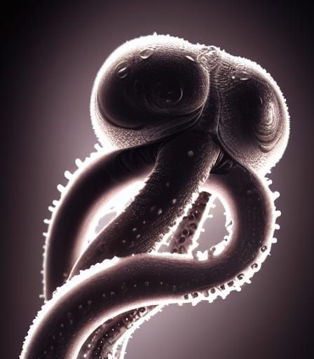 Hyperrealistic Embryonic Cthulhu Larvae Close-Up