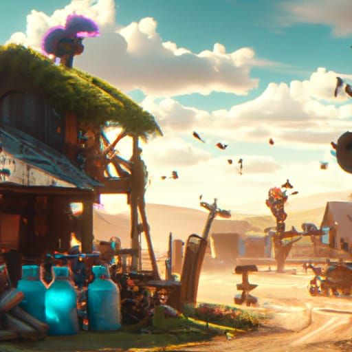 Fantastical Farm in Detailed Matte Painting