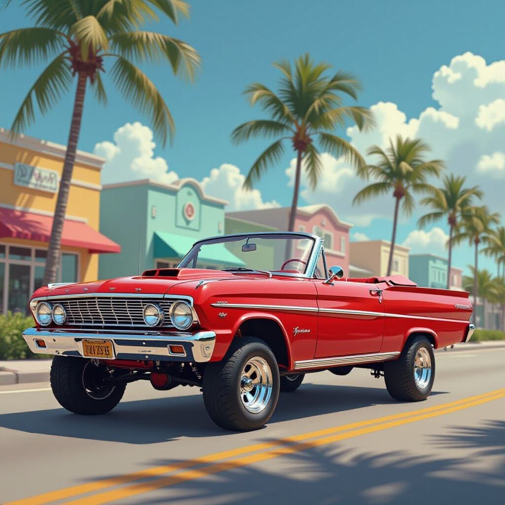 Modified 1964 Ford Falcon Lowrider in Miami, Retro-Futuristi...