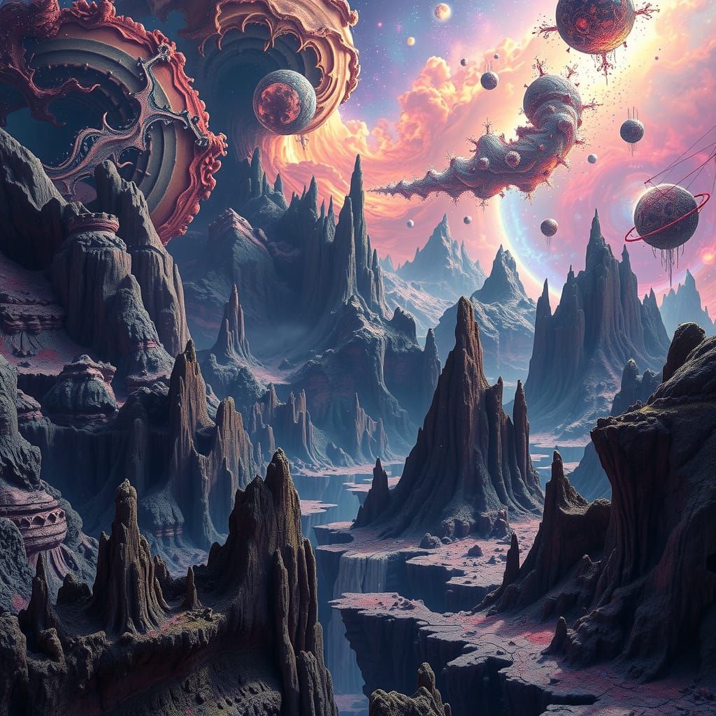 Surreal Cosmic Dreamscape in Hyperrealistic Style