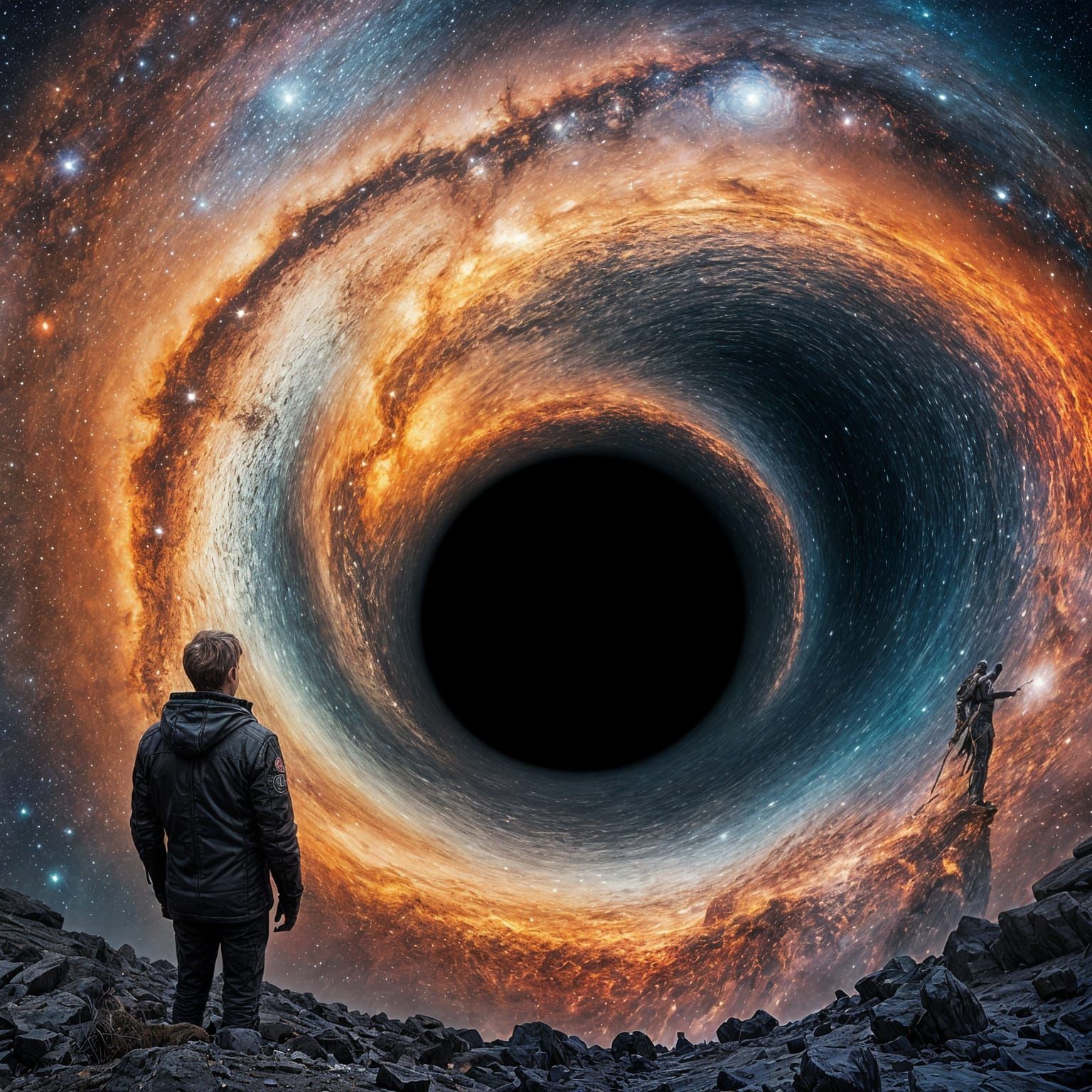 Hypnotic Black Hole Consumes Colorful Galaxy