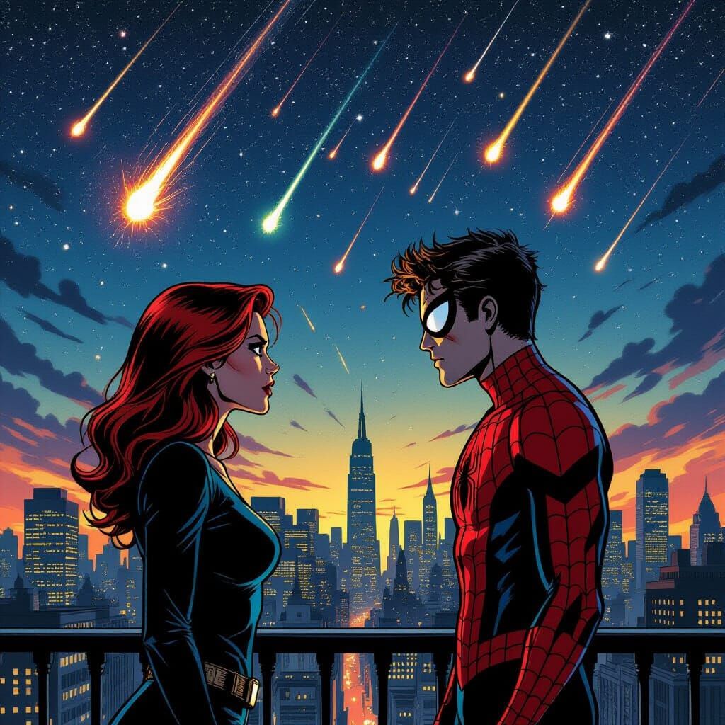 Spider-Man Confronts Mary Jane Amidst Meteor Shower