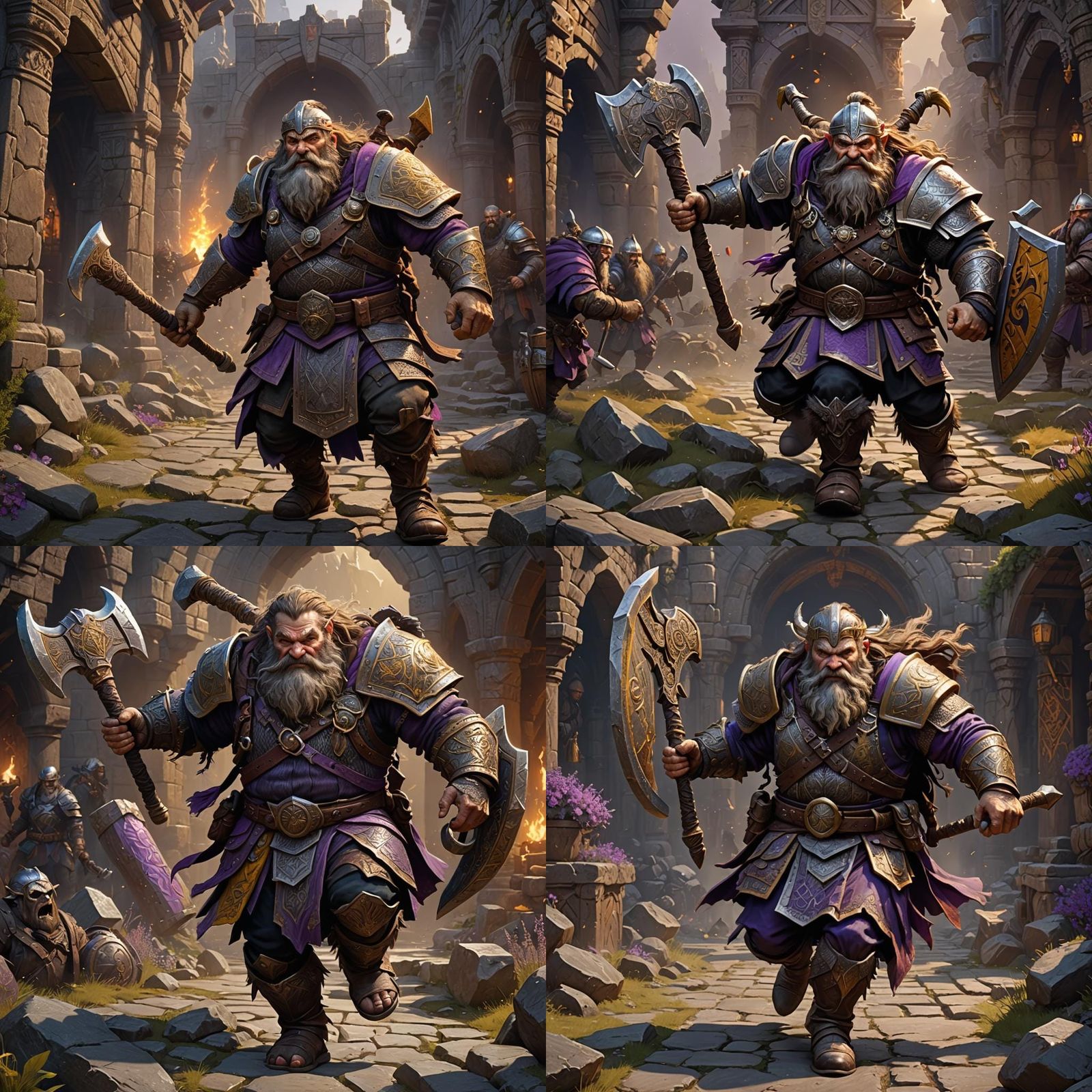 Dwarven Warrior in Dark Fantasy Battle