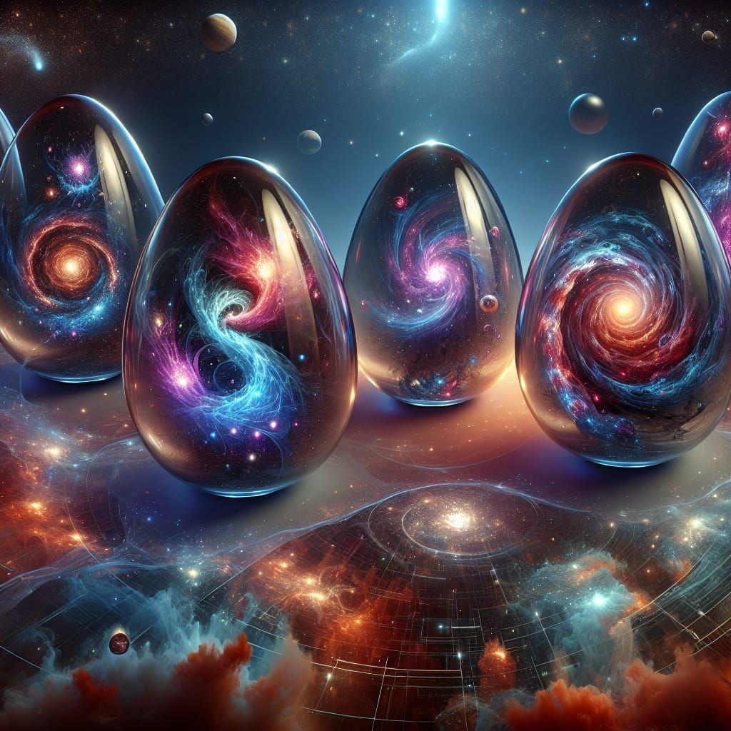 Galaxies Encapsulated in Glass Eggs: Fantasy Concept Art
