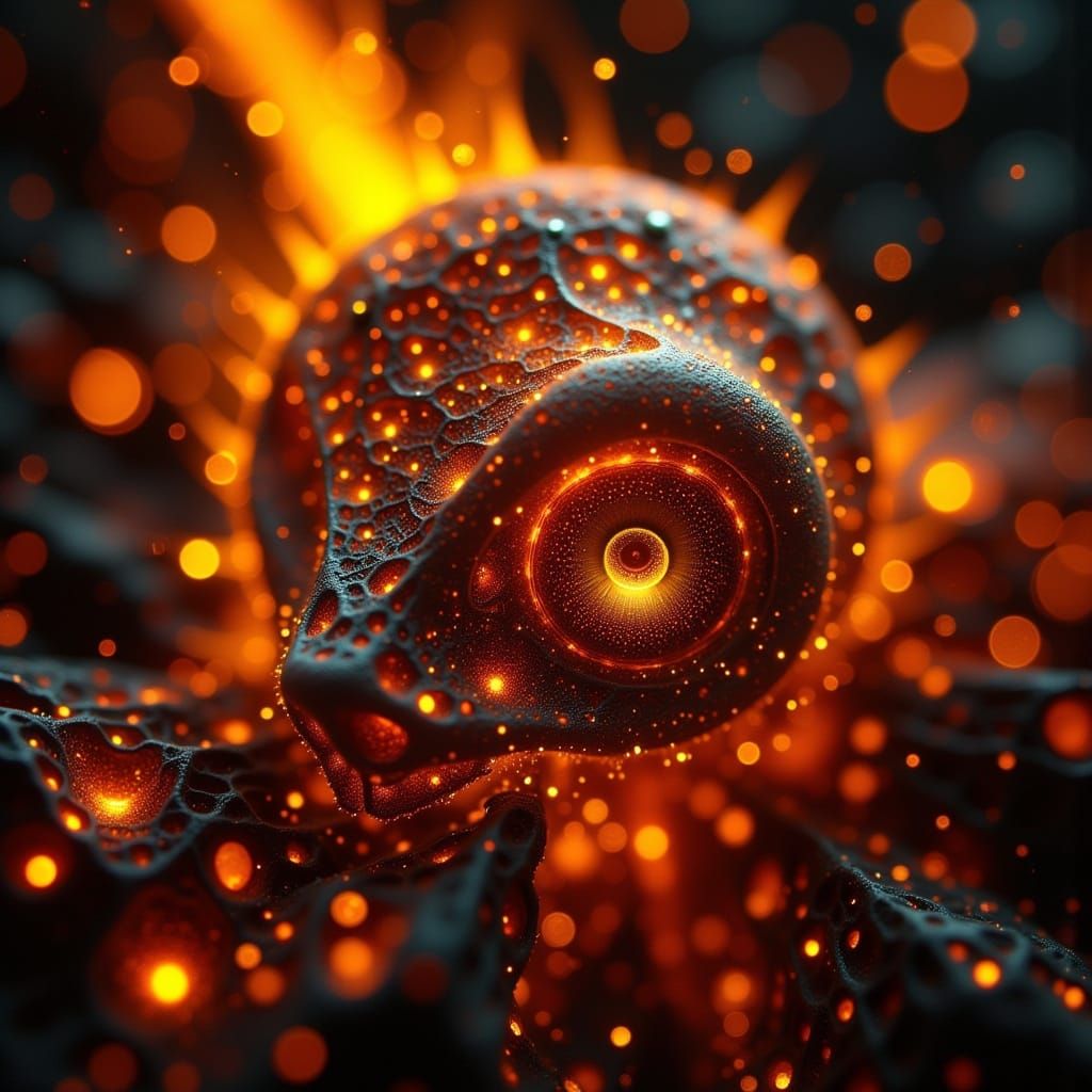 Futuristic Amber and Yellow Abstract Art