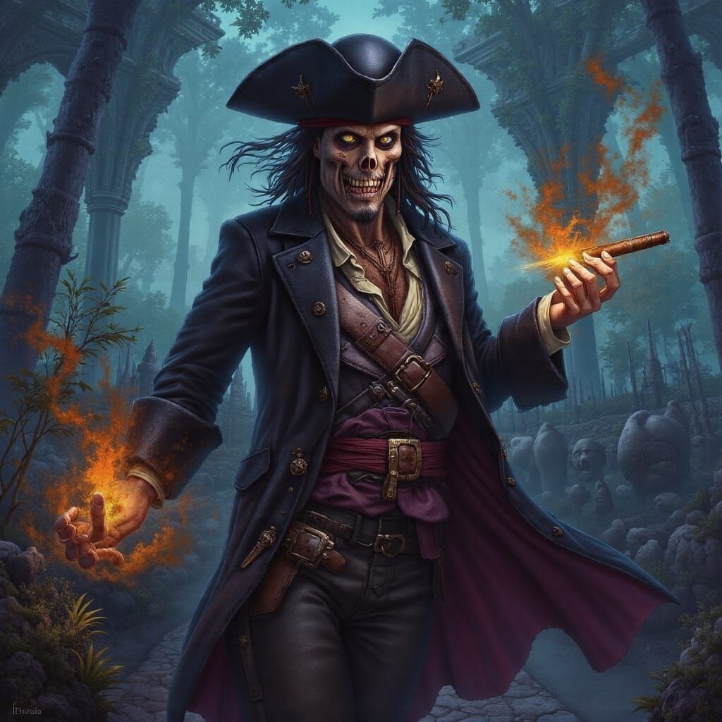 Skeletal Pirate Lord in Tuxedo with Cigar