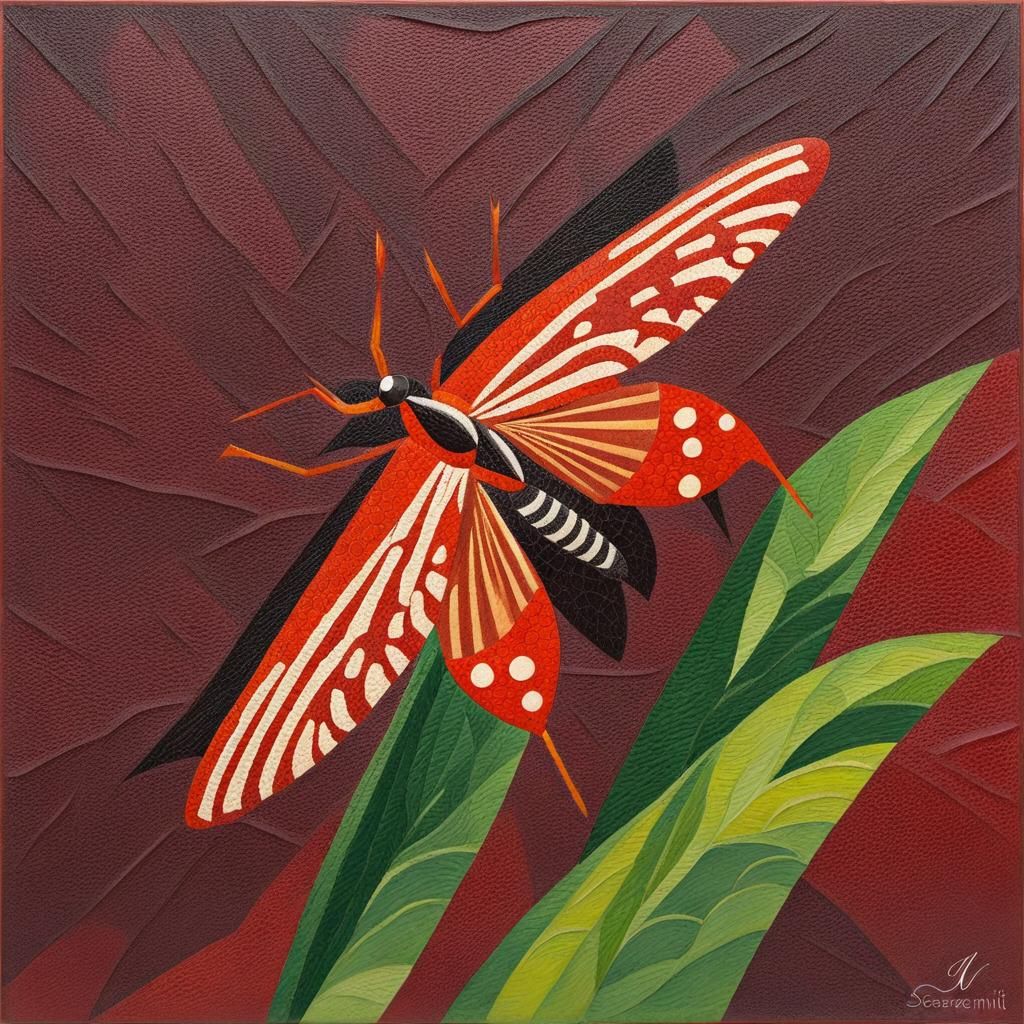 Futurist Scorpionfly on Textured Paper