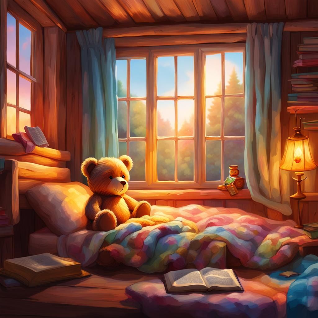 Teddy Bear's Cozy Morning: Hyperrealistic Concept Art