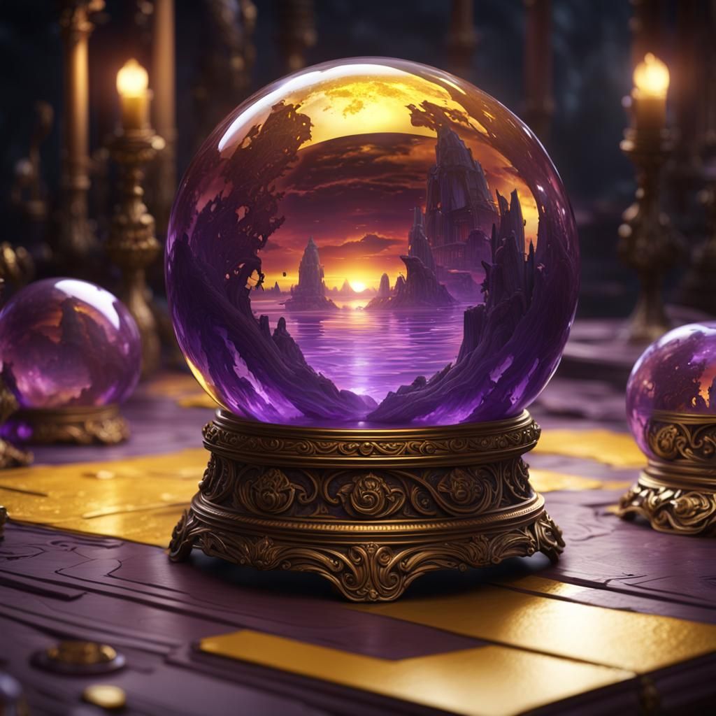 Reflective Crystal Ball in Dark Fantasy Style