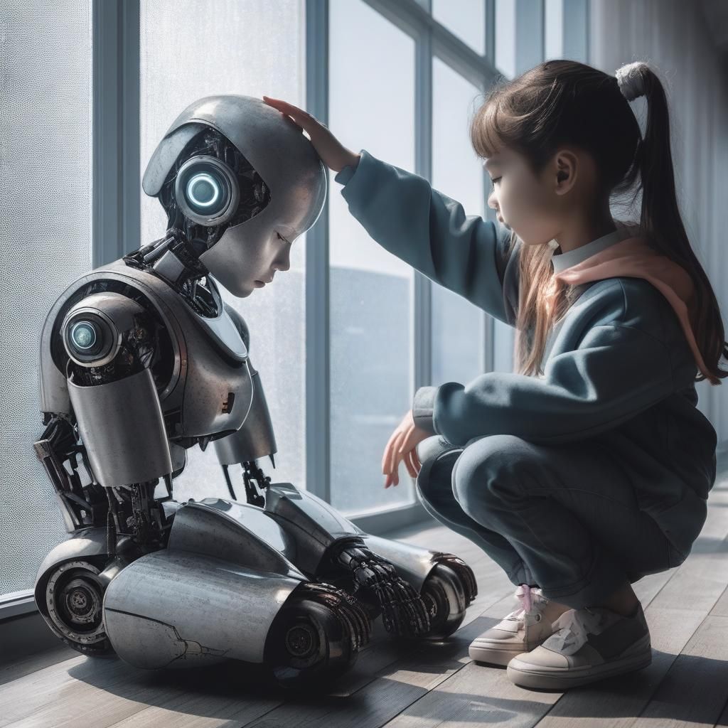 Girl and Robot: A Moment of Connection