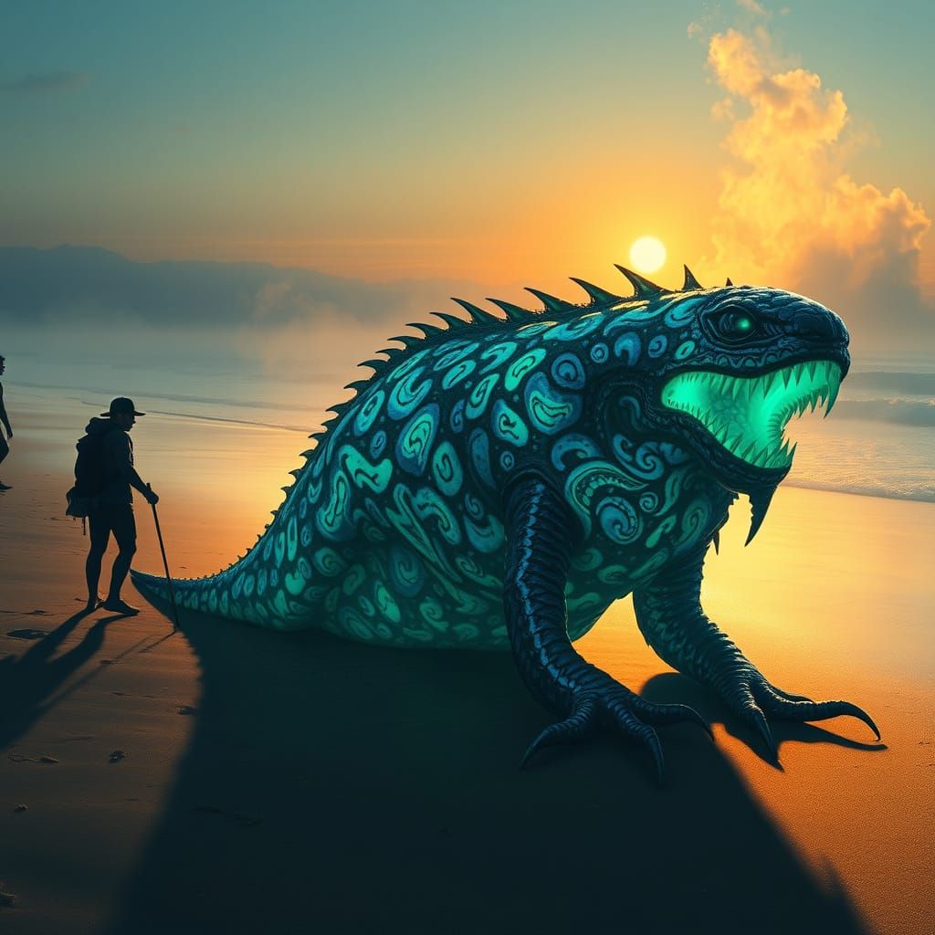 Sea Monster Found by Beachcombers at Dawn