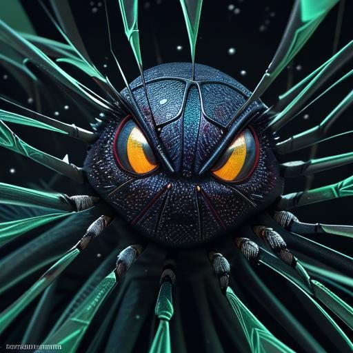 Smiling Black Widow Spider in Dreamlike 3D Animation