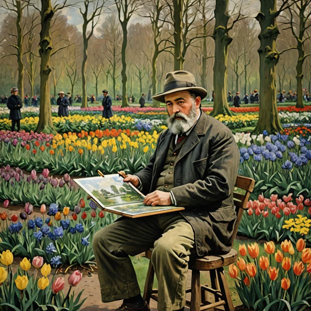 Monet Painting in Keukenhof Gardens