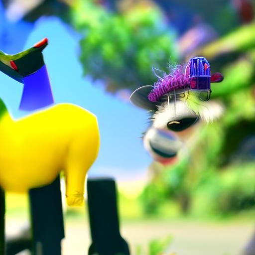 Llama Wearing Hat in 3D Digital Art Style