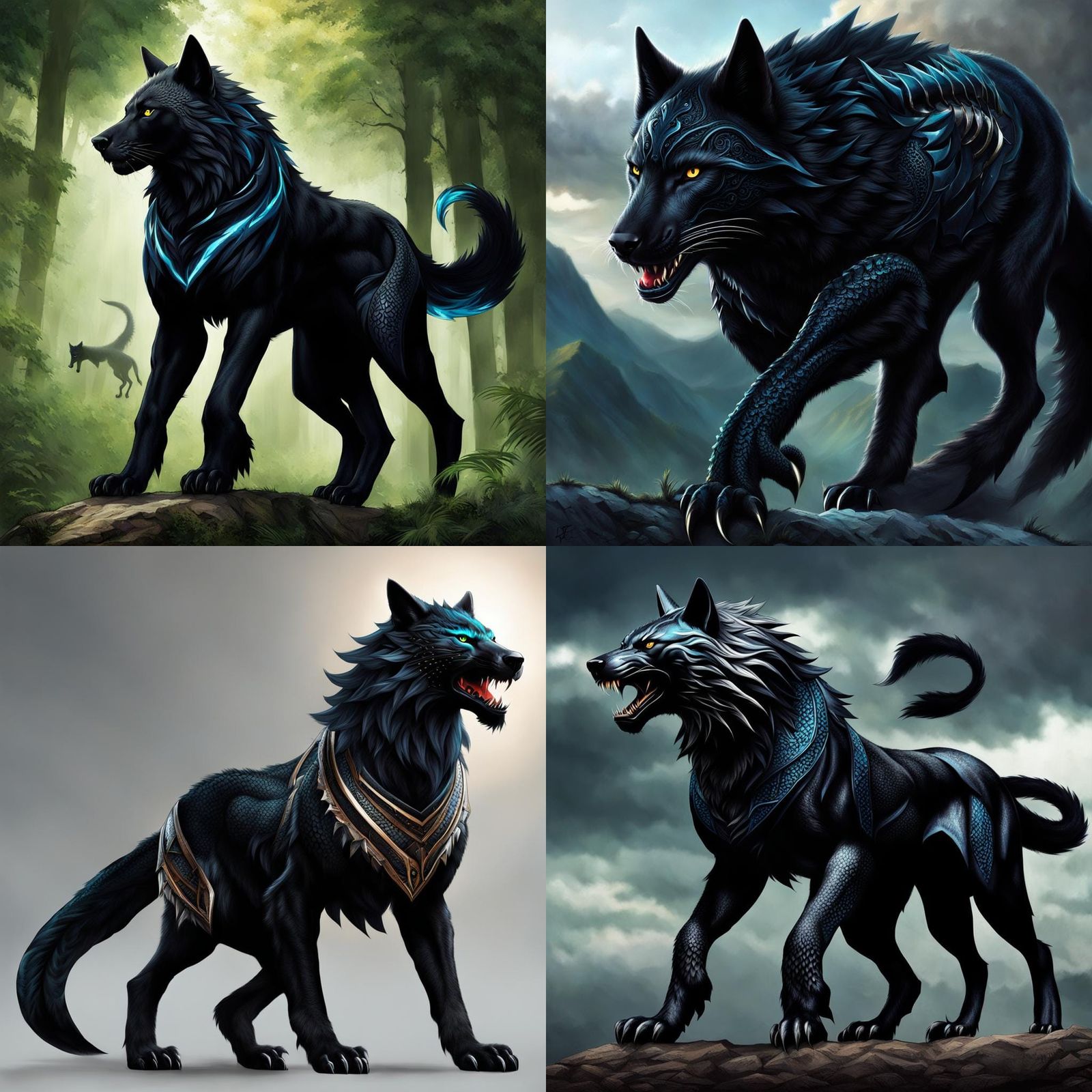 Wolf, Dragon, and Black Panther Hybrid