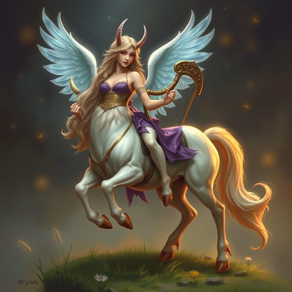 Enchanting Female Centaur with Harp