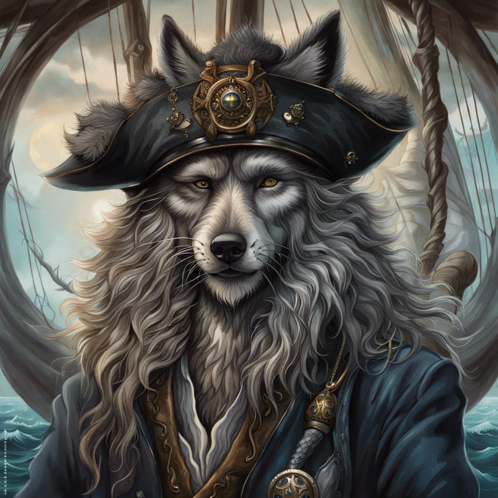 Ornate Portrait of a Wolf Man Captain