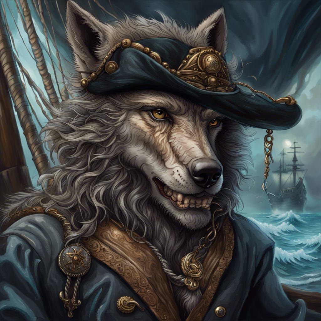 Ornate Portrait of a Wolf Man Captain