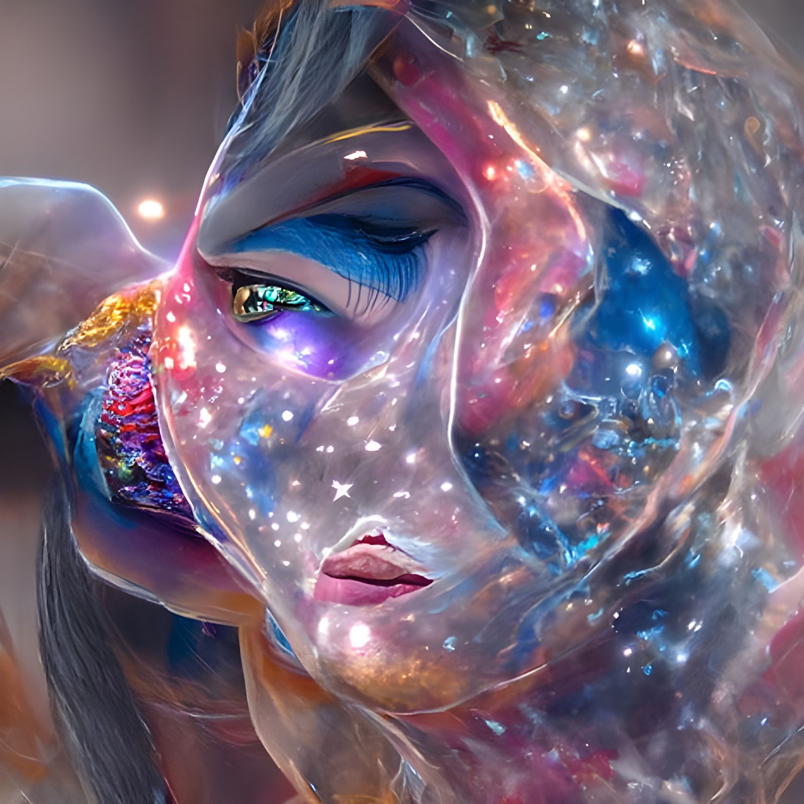 Cosmic Woman: A Detailed Cel-Shaded Illustration