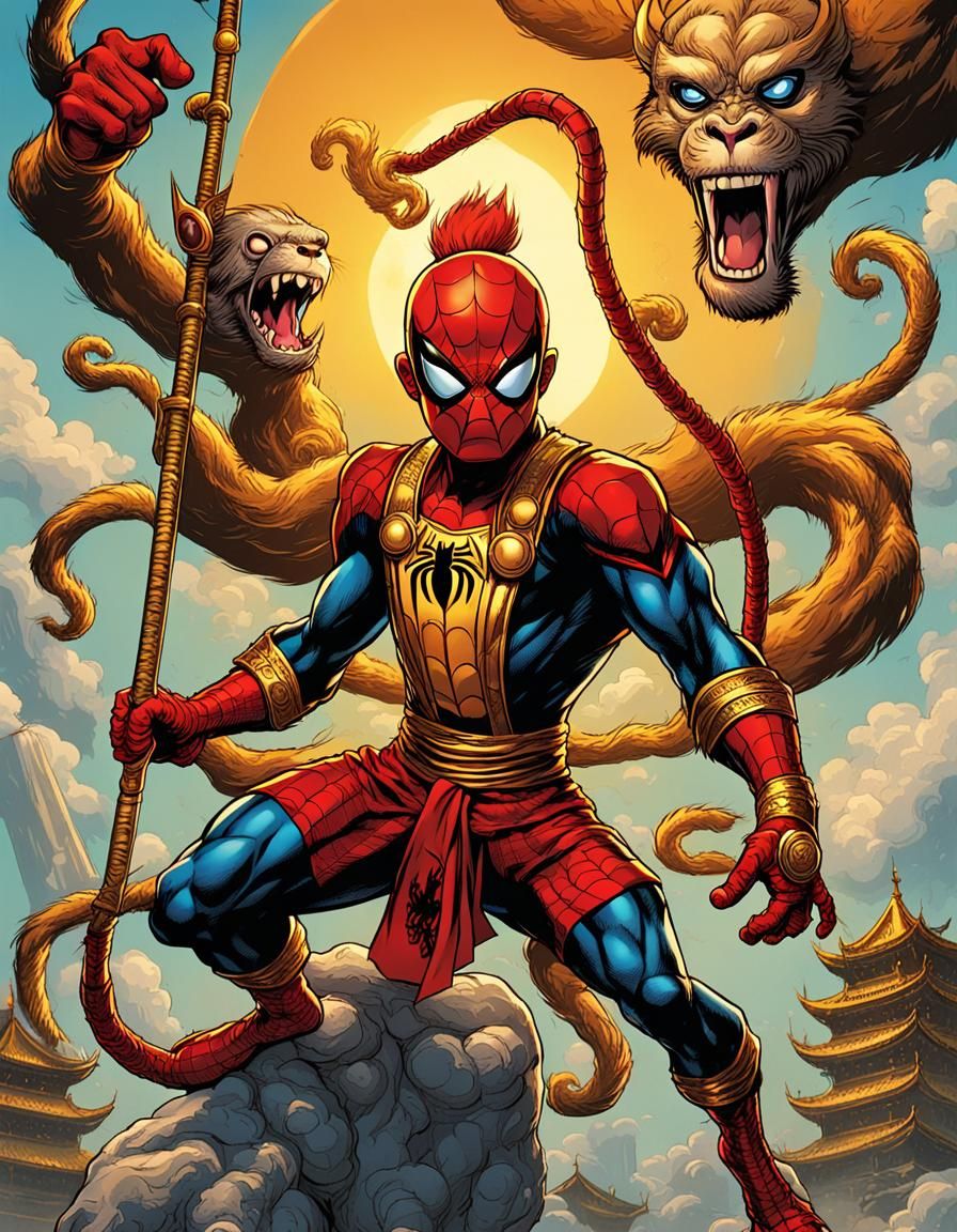 Spider-Man as Monkey King: Comic Book Cover