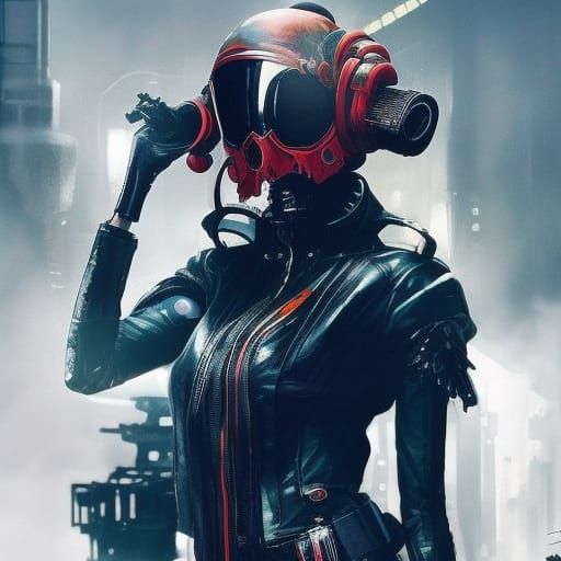 Dystopian Alien Hustler in Inkpunk Oilpunk Style