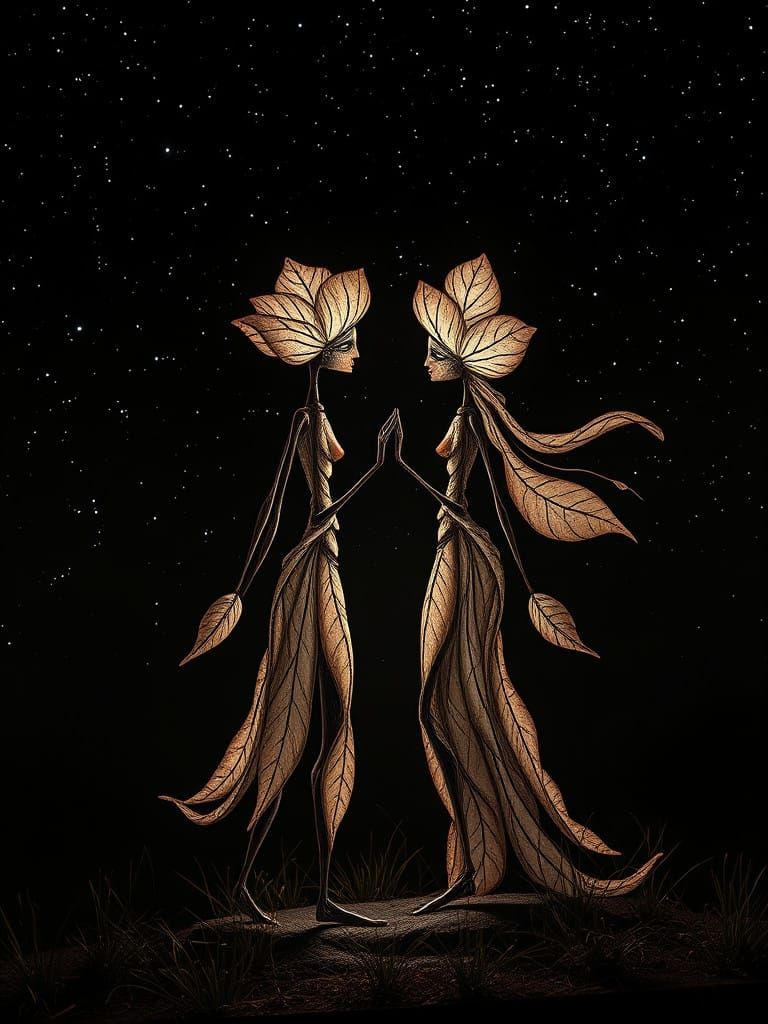 Lukas & Portia Petallic Humanoid Stick-Figures