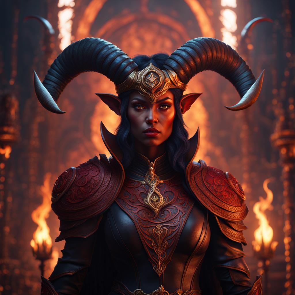 Fantastical Tiefling Matte Painting in Deep Color