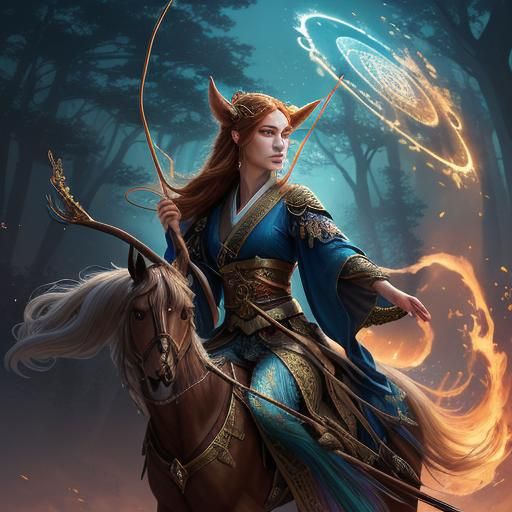 Elegant Centaur Archer in Fantasy Landscape