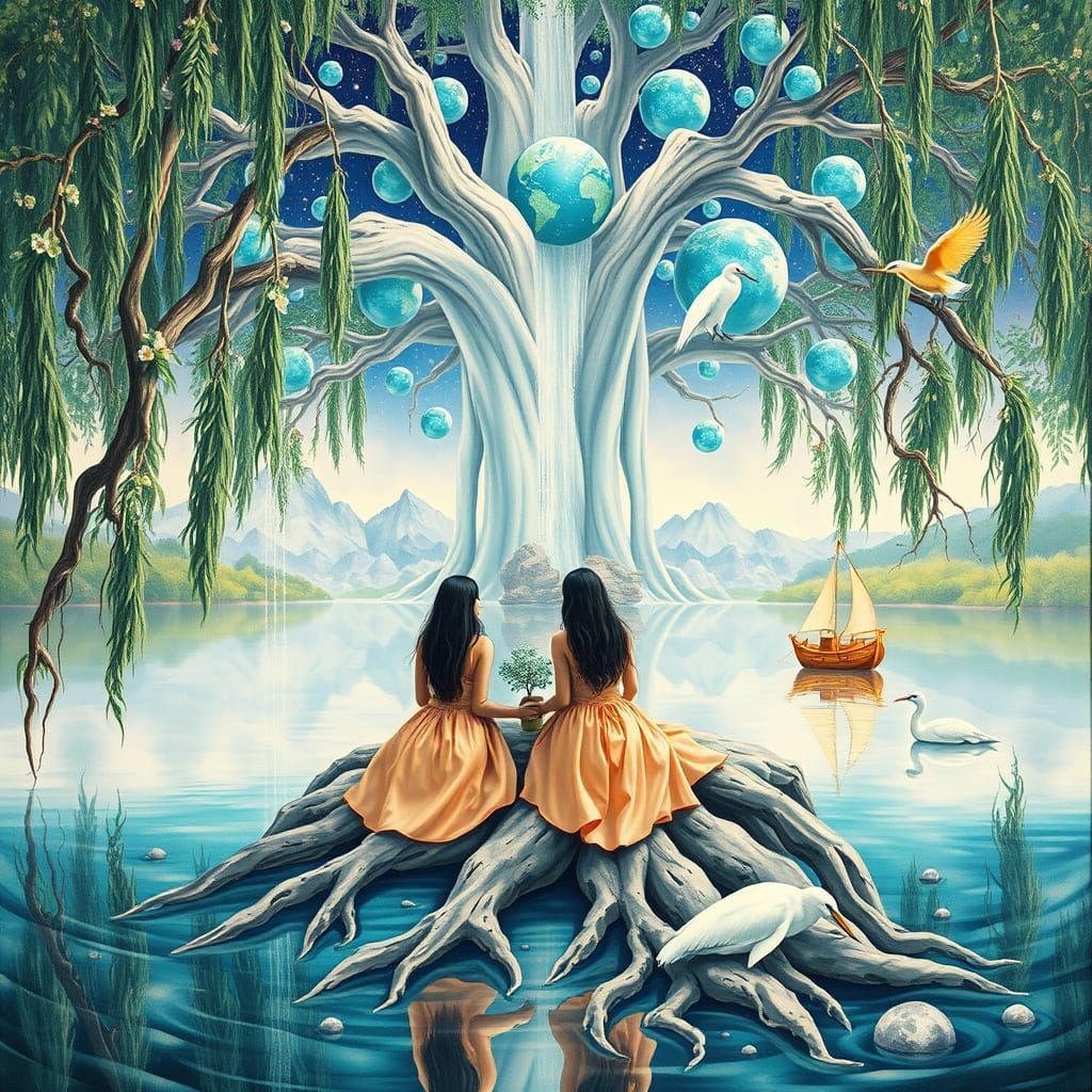 Native American Couple by Tree of Life, Gouache Style