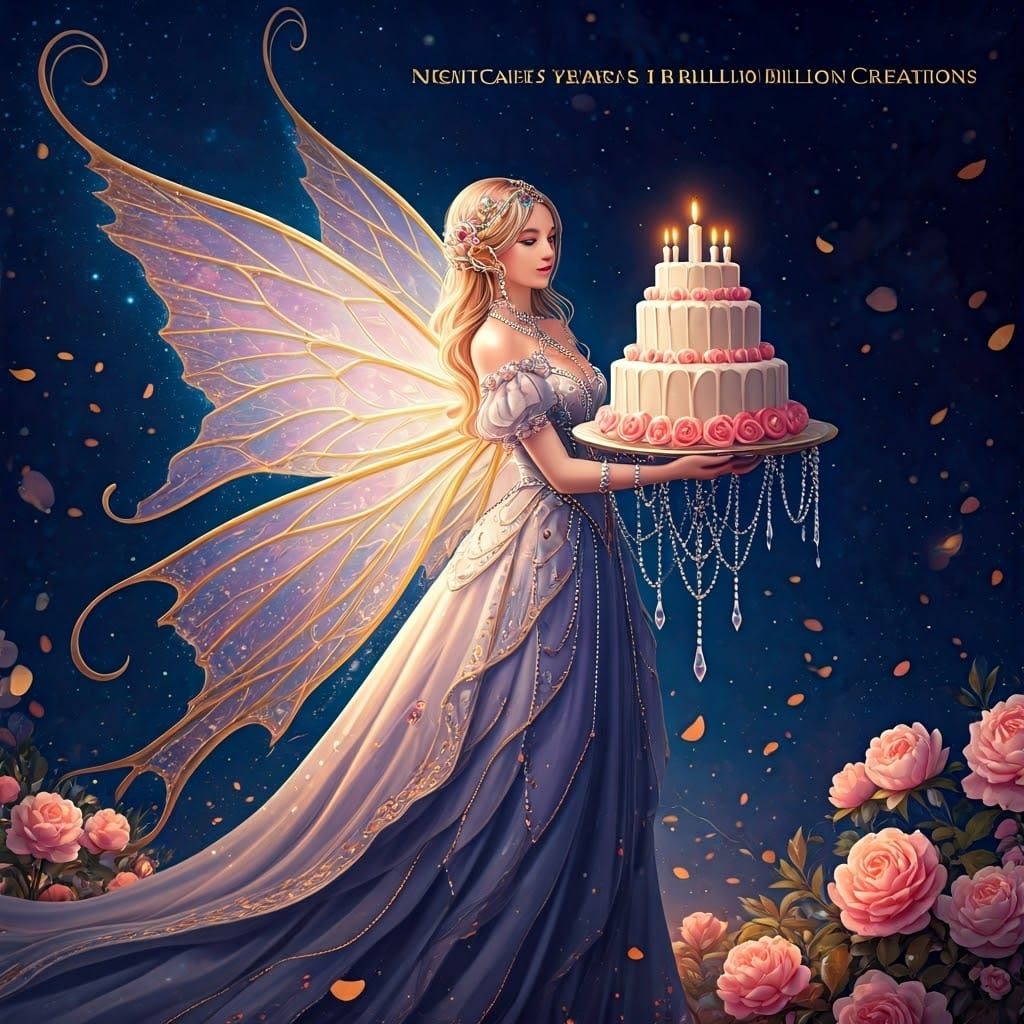 Ethereal Fairy in Rococo Style with Jeweled Wings