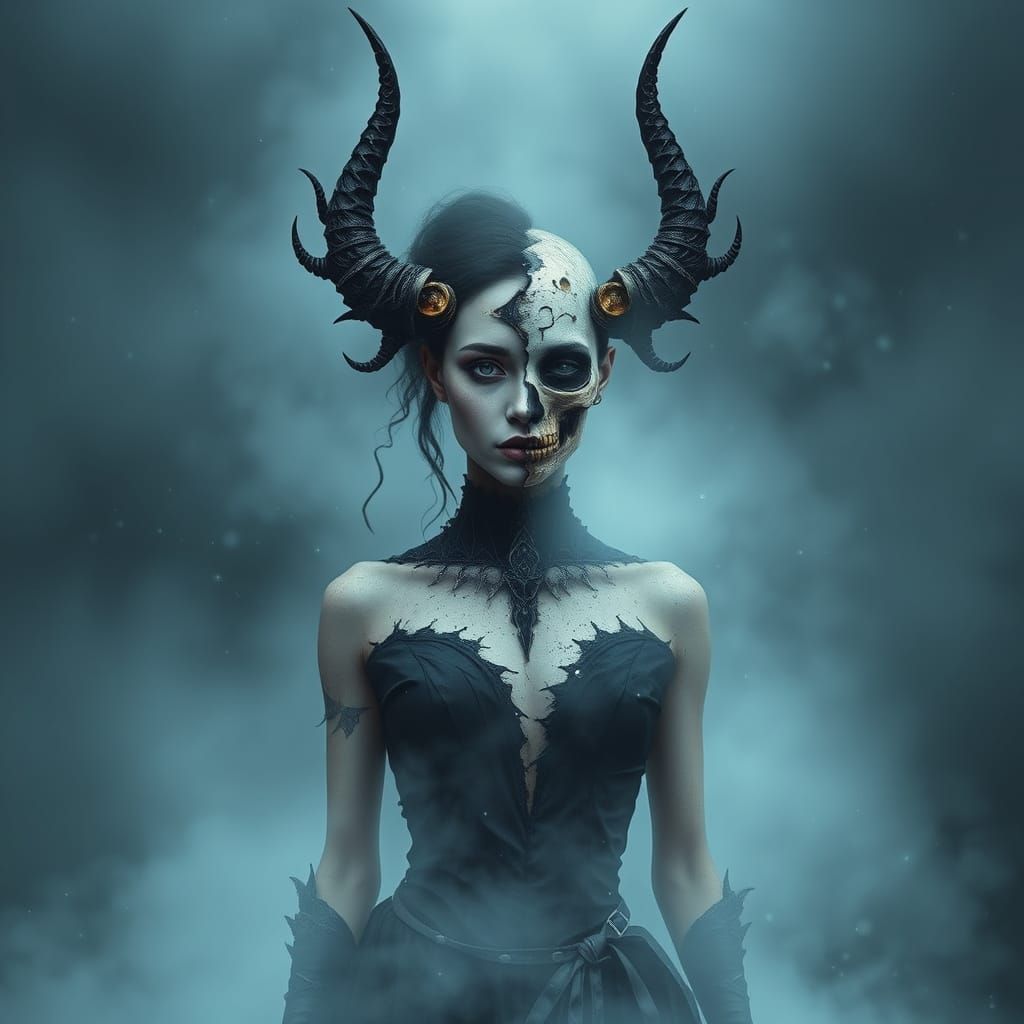Hel: Goddess of the Underworld in Dark Fantasy Style