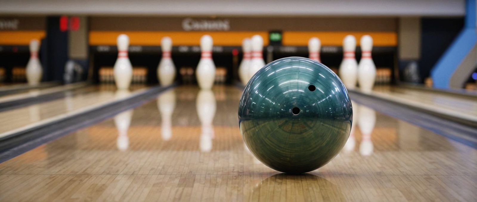 Bowling Ball Strikes Pins in Professional Photo
