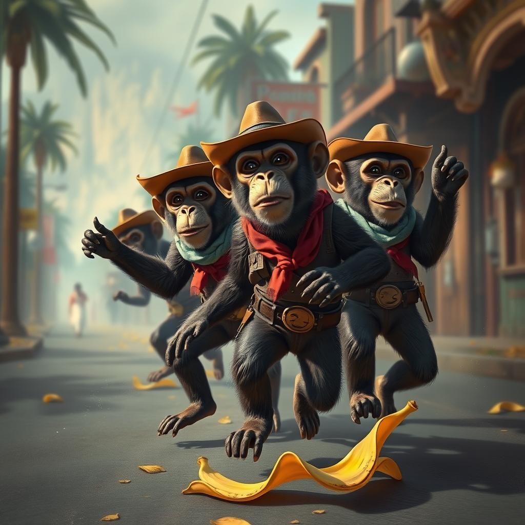Whimsical Monkeys in Cowboy Outfits