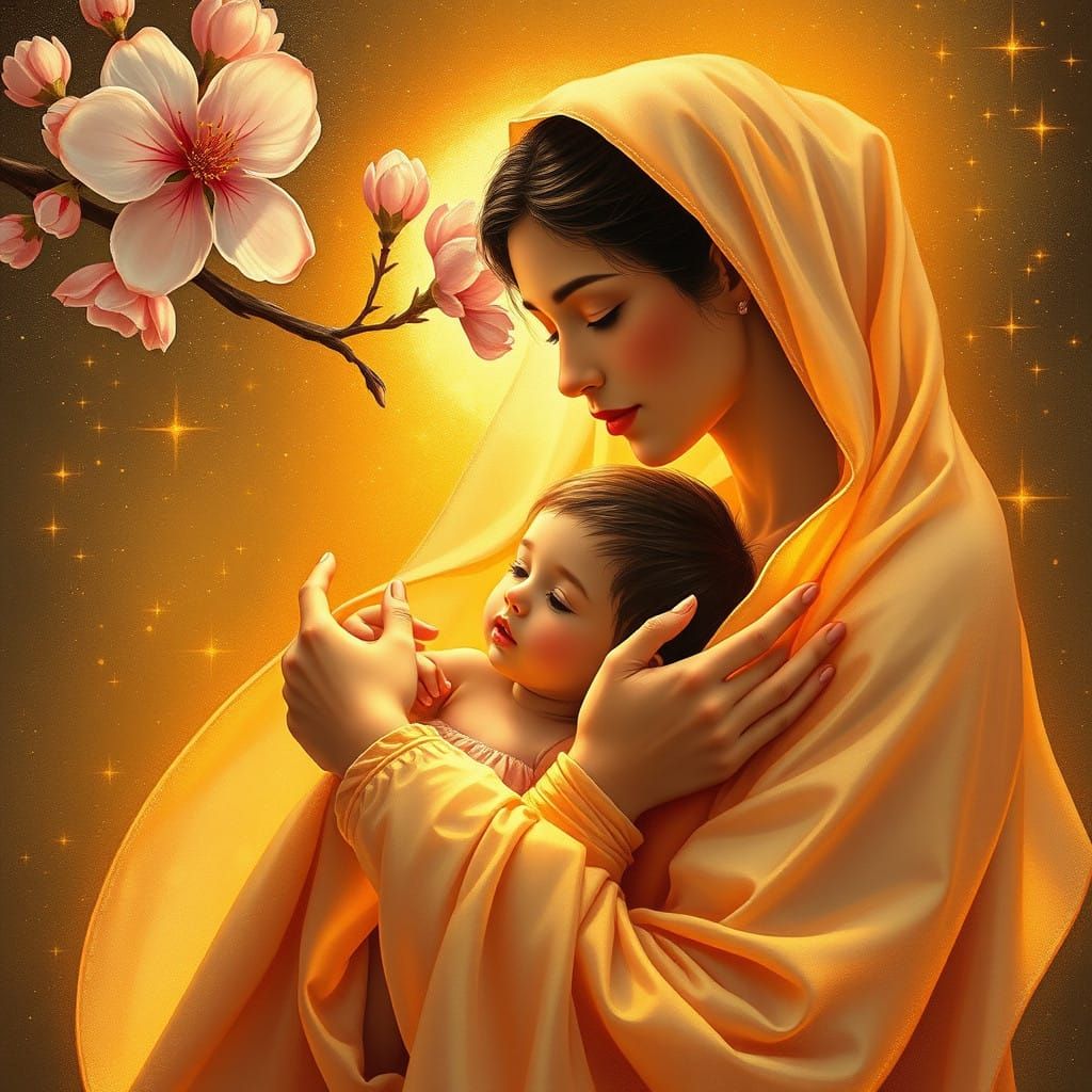 Mother's Unconditional Love in Golden Aura