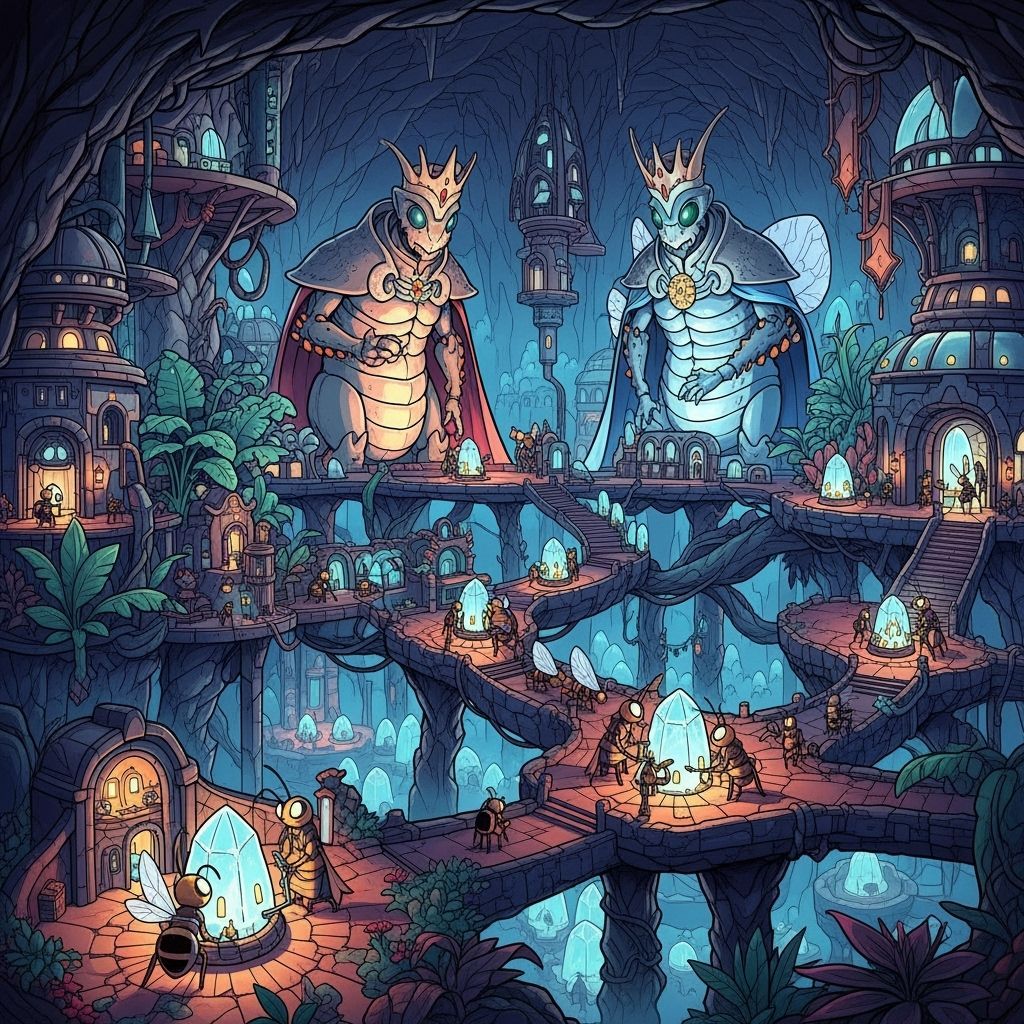 Giant Kaiju Plasectile Monarchs in Vibrant Manga Style