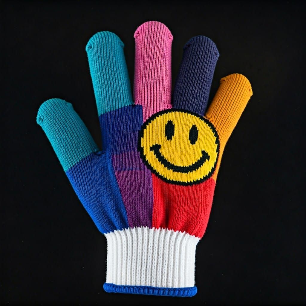 Colorful Glove with Smiley Face: AI Creation