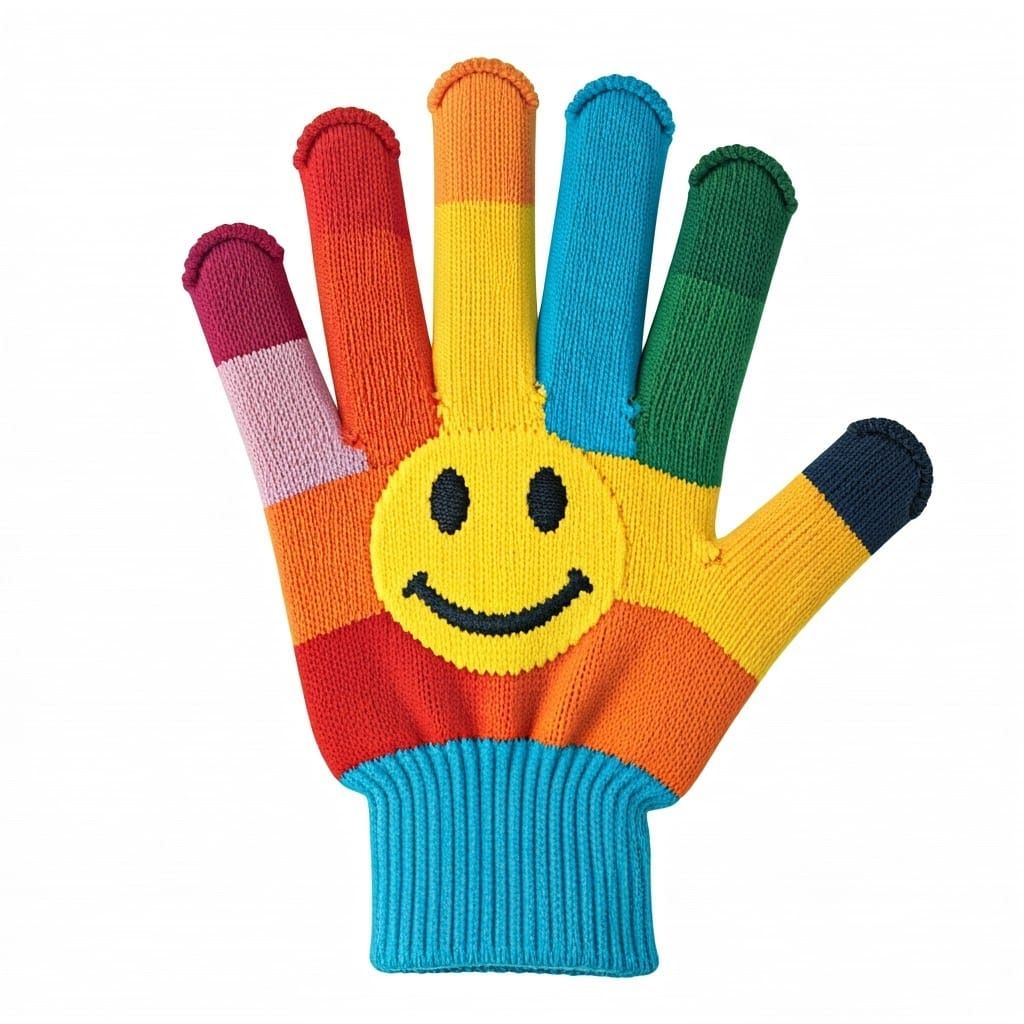 Colorful Glove with Smiley Face Design