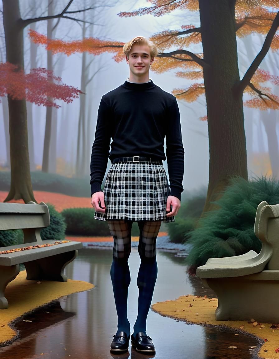 Ethereal Autumn Park Portrait in Style of Chagall