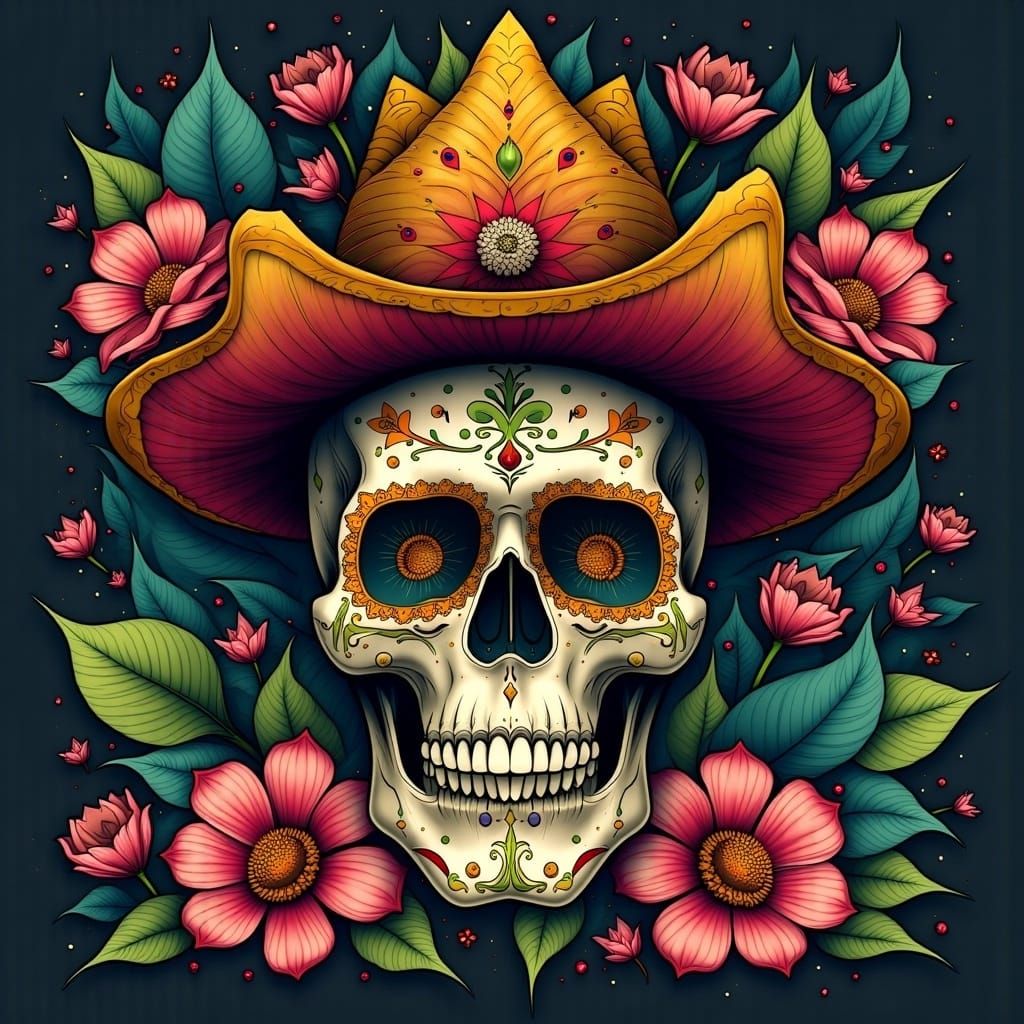 Mardi Gras Skull in Architectural Style