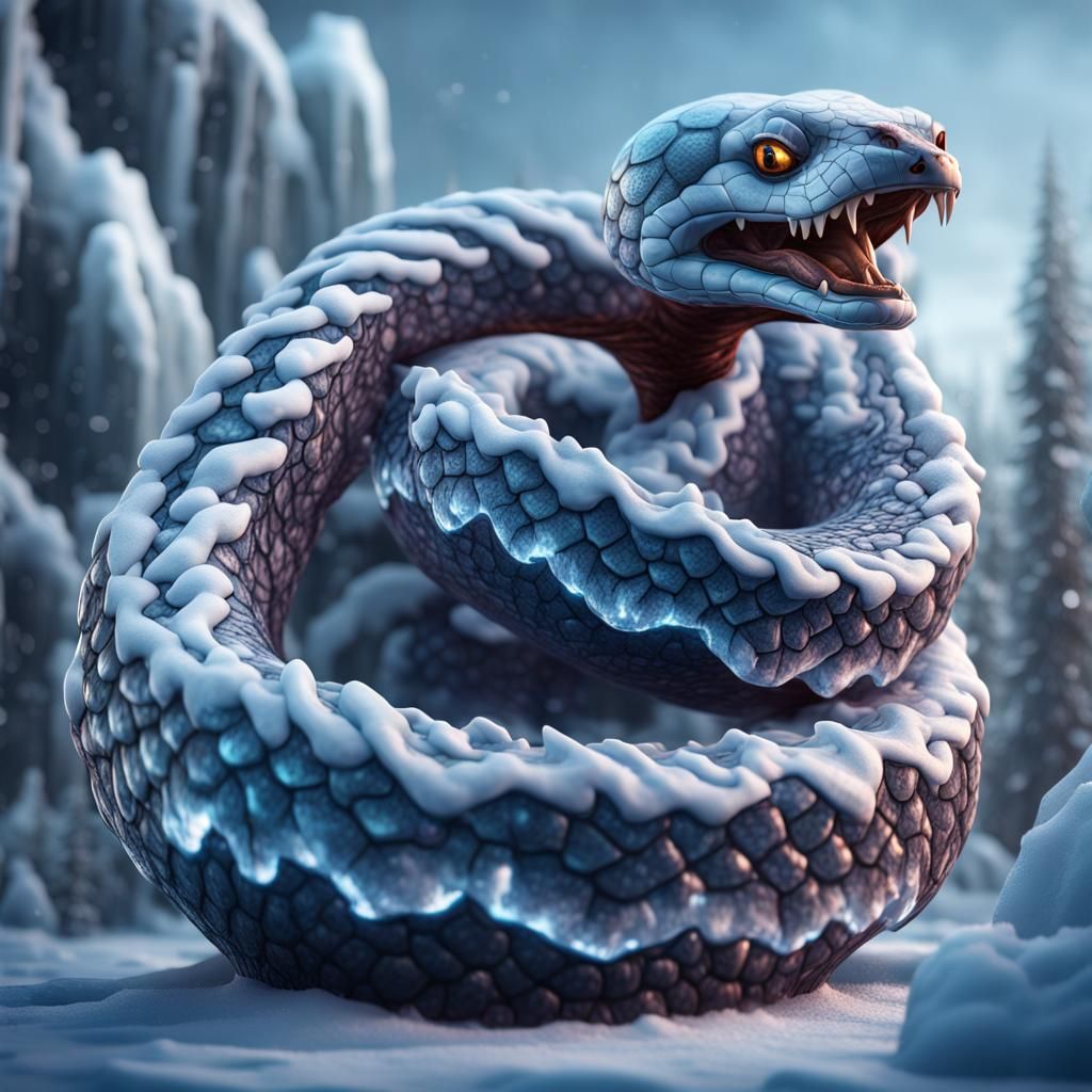 Boa Snake Ice Sculpture: Detailed Matte Painting
