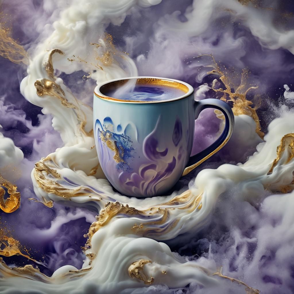 Surreal Sulfurized Latte Still Life, Macro Photography