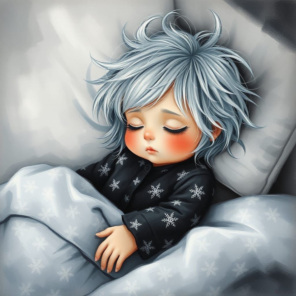 Good Night  

whimsical airbrushed oil painting of a little ...