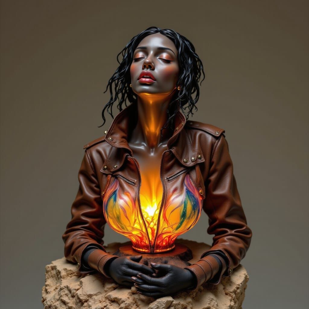 Blown Glass Jazz Singer on Plinth