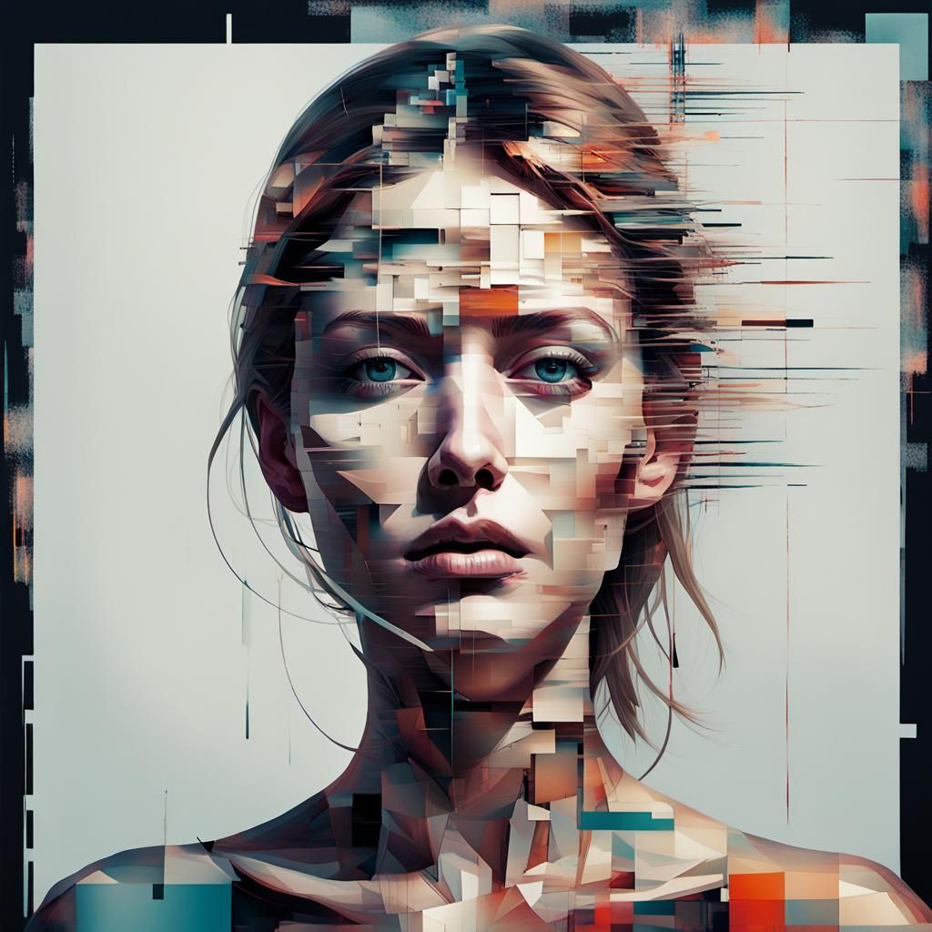 Fragmented Woman: Glitch Art Portrait